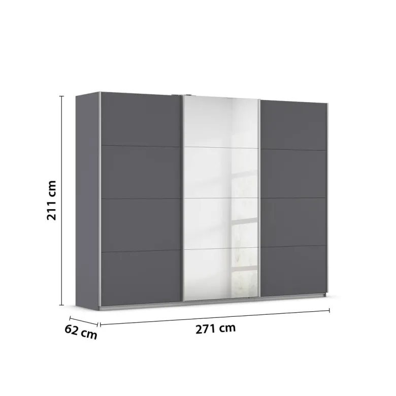Kleiderschrank Kulmbach grau B/H/T: ca. 271x210x62 cm