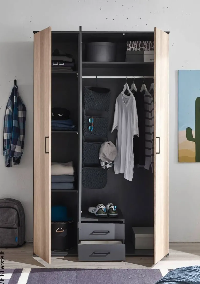 Kleiderschrank Laurie Graphit B/H/T: ca. 120x196x54 cm