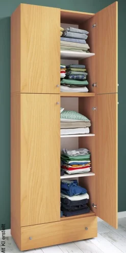 Kleiderschrank Lona buche B/H/T: ca. 70x200x39 cm