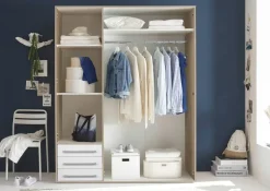 Kleiderschrank Lyss Eiche Sonoma Nachbildung weiß B/H/T: ca. 155x194x58 cm