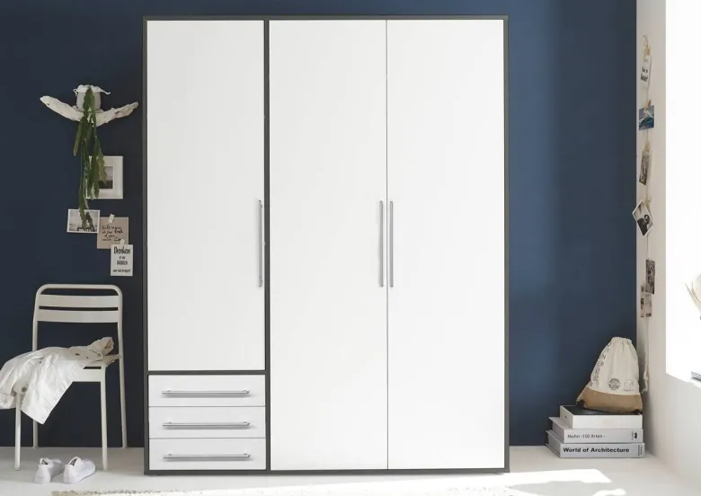 Kleiderschrank Lyss Graphit weiß B/H/T: ca. 155x194x58 cm
