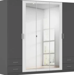 Kleiderschrank München grau Alpinweiß B/H/T: ca. 226x210x54 cm