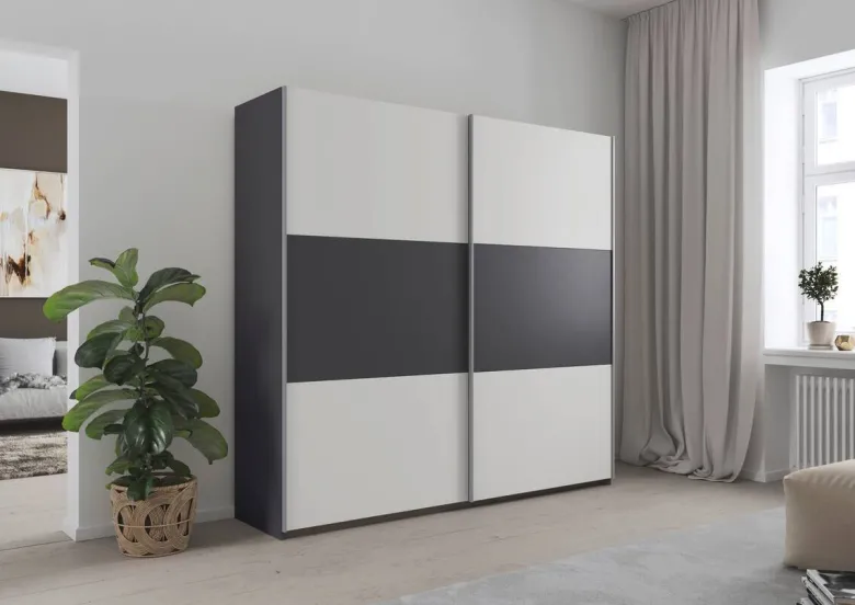 Kleiderschrank Oslo Alpinweiß grau B/H/T: ca. 218x210x59 cm