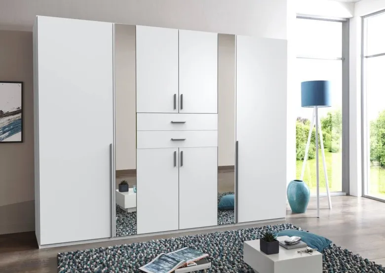 Kleiderschrank Vanea weiß B/H/T: ca. 270x210x58 cm