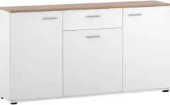 Kommode Alanis weiß matt Eiche Artisan Nachbildung B/H/T: ca. 150x80x34 cm