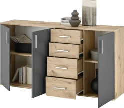 Kommode BC 1040 Eiche Viking Nachbildung dunkelgrau B/H/T: ca. 160x84x35 cm