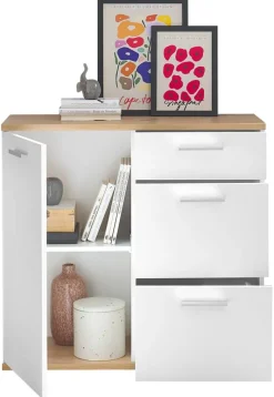 Kommode BC 1035 weiß Eiche Artisan Nachbildung B/H/T: ca. 96x86x38 cm
