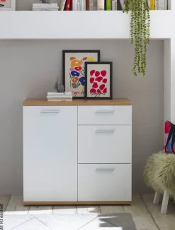 Kommode BC 1035 weiß Eiche Artisan Nachbildung B/H/T: ca. 96x86x38 cm