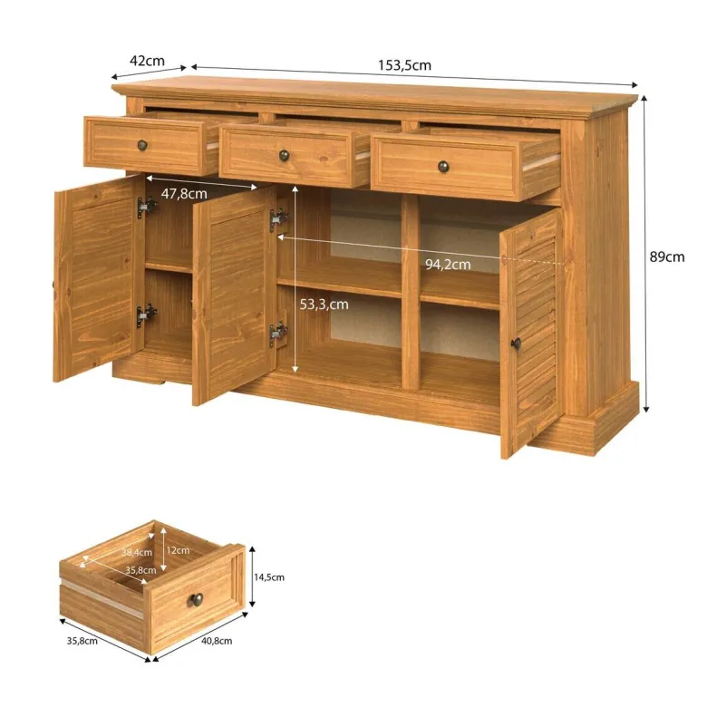 Kommode Breda honig B/H/T: ca. 154x89x42 cm