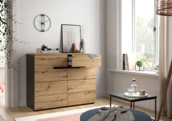 Kommode CANU edles Basaltgrau Nachbildung Eiche Artisan Nachbildung B/H/T: ca. 100x81x40 cm