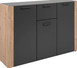 Kommode Cento anthrazit Eiche Artisan Oak Nachbildung B/H/T: ca. 126x83x35 cm