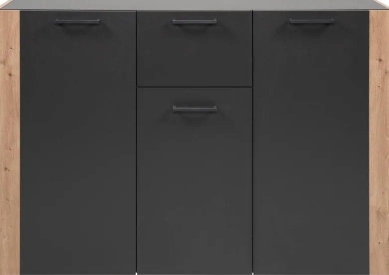 Kommode Cento anthrazit Eiche Artisan Oak Nachbildung B/H/T: ca. 126x83x35 cm
