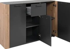 Kommode Cento anthrazit Eiche Artisan Oak Nachbildung B/H/T: ca. 126x83x35 cm