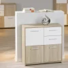 Kommode Eboli Eiche Sonoma Nachbildung weiß B/H/T: ca. 77x77x30 cm