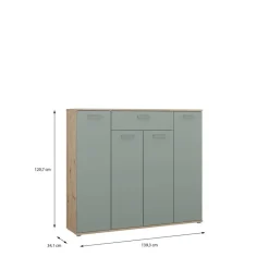 Kommode Eiche Artisan Nachbildung salbei B/H/T: ca. 139x121x35 cm
