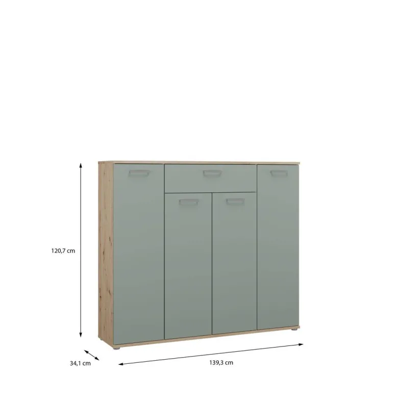 Kommode Eiche Artisan Nachbildung salbei B/H/T: ca. 139x121x35 cm