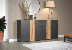 Kommode Esteban anthrazit Eiche Evoke Coast Nachbildung B/H/T: ca. 181x86x38 cm