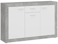 Kommode Focus Beton Optik weiß glänzend B/H/T: ca. 133,9x90x39 cm