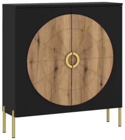 Kommode Hong Kong schwarz matt Eiche Evoke Oak Nachbildung B/H/T: ca. 100x113x38 cm