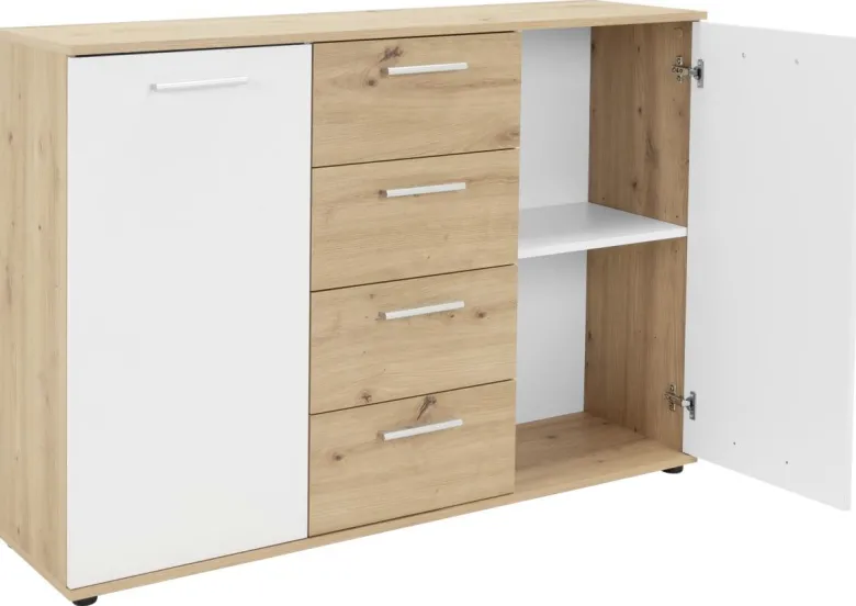Kommode Jacky 2 Eiche Artisan Nachbildung weiß B/H/T: ca. 120x85x35 cm
