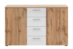 Kommode Jonna Eiche Landhaus Nachbildung weiß B/H/T: ca. 130x84x41 cm