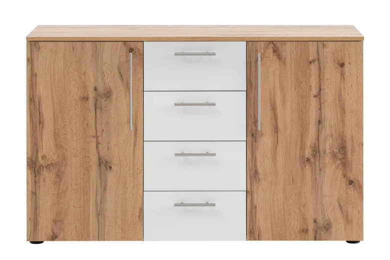 Kommode Jonna Eiche Landhaus Nachbildung weiß B/H/T: ca. 130x84x41 cm