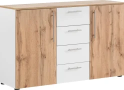 Kommode Jonna Eiche Landhaus Nachbildung weiß B/H/T: ca. 130x84x41 cm