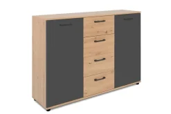 Kommode Kerry 01C Eiche Artisan Nachbildung anthrazit B/H/T: ca. 120x85x35 cm