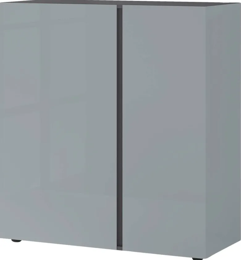 Kommode Mesa Graphit Nachbildung Silbergrau Hochglanz B/H/T: ca. 94x103x43 cm