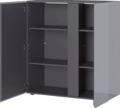 Kommode Mesa Graphit Nachbildung Silbergrau Hochglanz B/H/T: ca. 94x103x43 cm