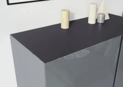 Kommode Mesa Graphit Nachbildung Silbergrau Hochglanz B/H/T: ca. 94x103x43 cm