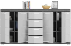 Kommode SCOUT Rauchsilber Nachbildung weiß Hochglanz B/H/T: ca. 165x85x37 cm