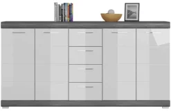 Kommode SCOUT Rauchsilber Nachbildung weiß Hochglanz B/H/T: ca. 165x85x37 cm