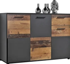 Kommode Zero anthrazit Old Wood Nachbildung B/H/T: ca. 117x82x39 cm