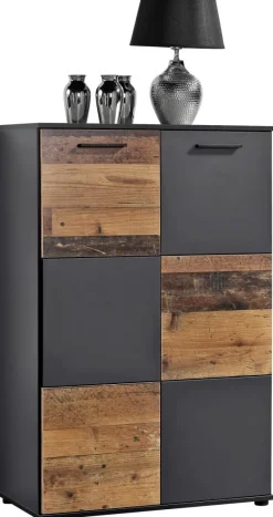 Kommode Zero anthrazit Old Wood Nachbildung B/H/T: ca. 78x120x39 cm