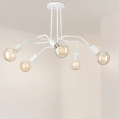 Lamkur Deckenleuchte Domino weiß Stahl H/L: ca. 40x59 cm E27 5 Brennstellen