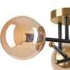 Lamkur Deckenleuchte Malena schwarz gold Glas Holz Kunststoff H/L: ca. 19x39 cm E14 3 Brennstellen