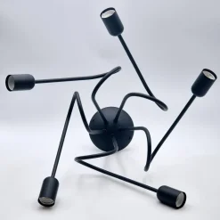 Lamkur Kronleuchter schwarz Stahl B/H/L: ca. 39x54x54 cm E27 5 Brennstellen