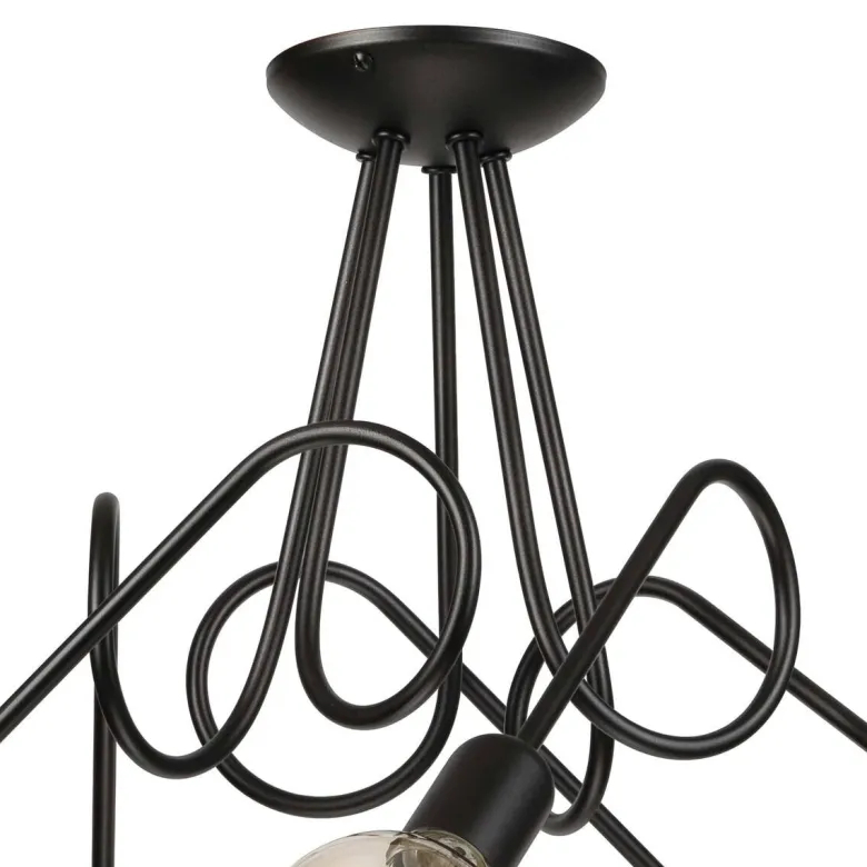Lamkur Kronleuchter schwarz Stahl B/H/L: ca. 39x54x54 cm E27 5 Brennstellen