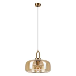 Lamkur Pendelleuchte gold Glas B/H/L: ca. 33x91x33 cm E27 1 Brennstellen