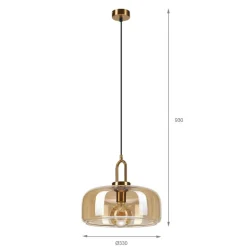 Lamkur Pendelleuchte gold Glas B/H/L: ca. 33x91x33 cm E27 1 Brennstellen