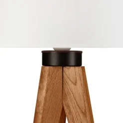 Lamkur Tischlampe Eiche rustikal Holz Stahl B/H/L: ca. 34x38x38 cm E27 1 Brennstellen