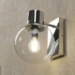 Lamkur Wandleuchte transparent Chrom Stahl Glas B/H/L: ca. 18x20x18 cm E14 1 Brennstellen