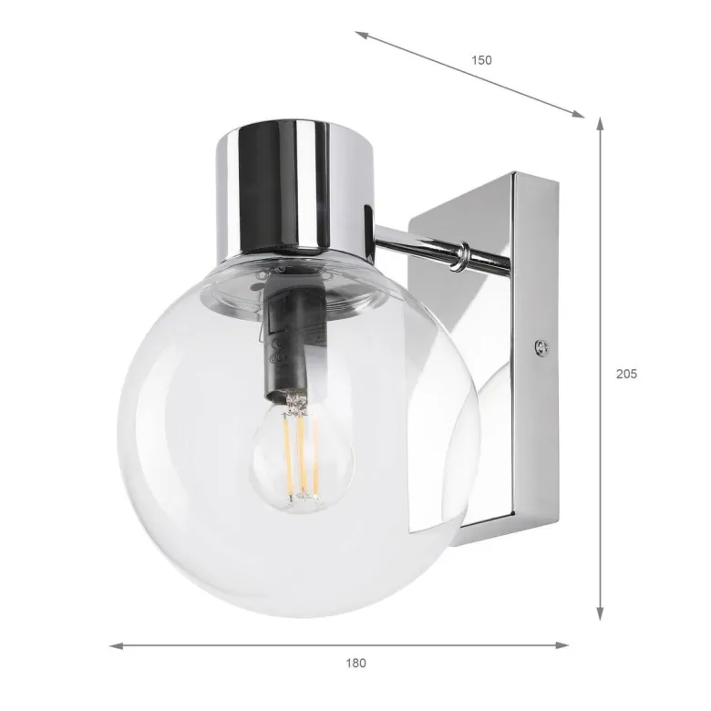 Lamkur Wandleuchte transparent Chrom Stahl Glas B/H/L: ca. 18x20x18 cm E14 1 Brennstellen