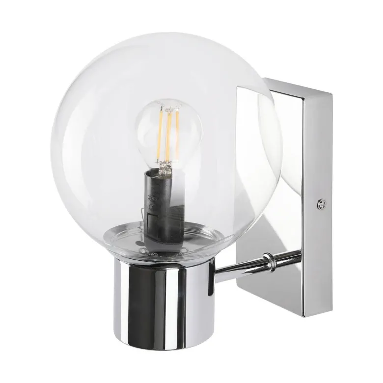 Lamkur Wandleuchte transparent Chrom Stahl Glas B/H/L: ca. 18x20x18 cm E14 1 Brennstellen