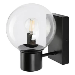 Lamkur Wandleuchte transparent schwarz Stahl Glas B/H/L: ca. 18x20x18 cm E14 1 Brennstellen