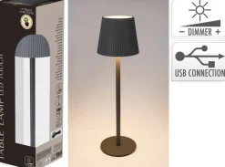 LED-Tischleuchte grau Eisen H/D: ca. 36x10,5 cm