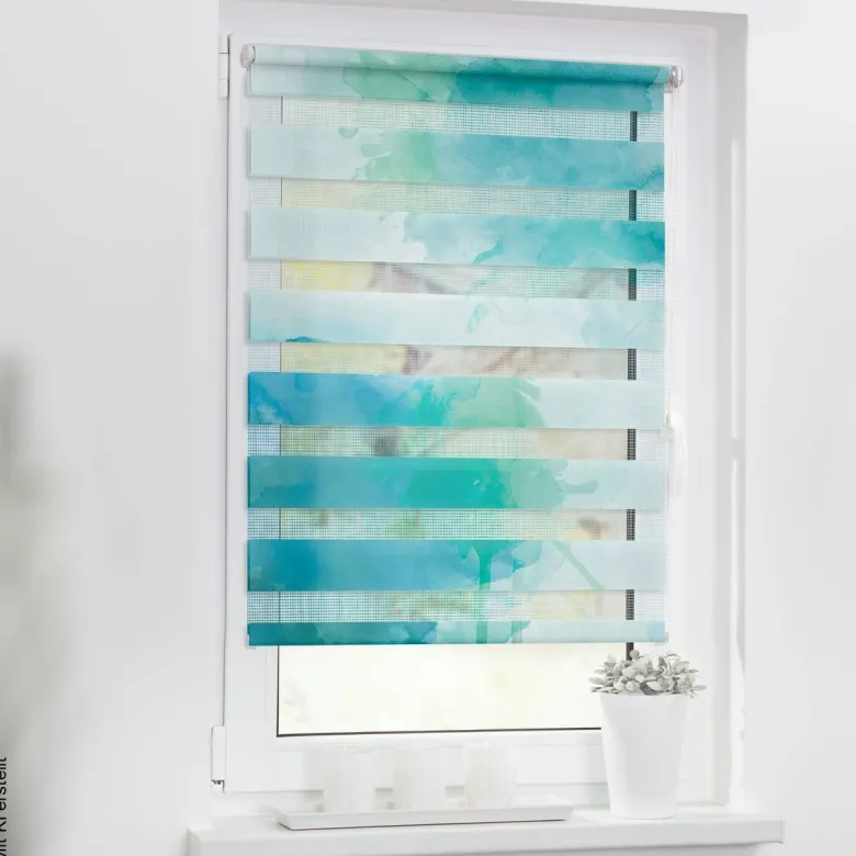 LICHTBLICK Doppelrollo Duo Aquarell blau B/L: ca. 90x150 cm