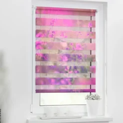 LICHTBLICK Doppelrollo Duo Blumenwiese violett B/L: ca. 80x150 cm
