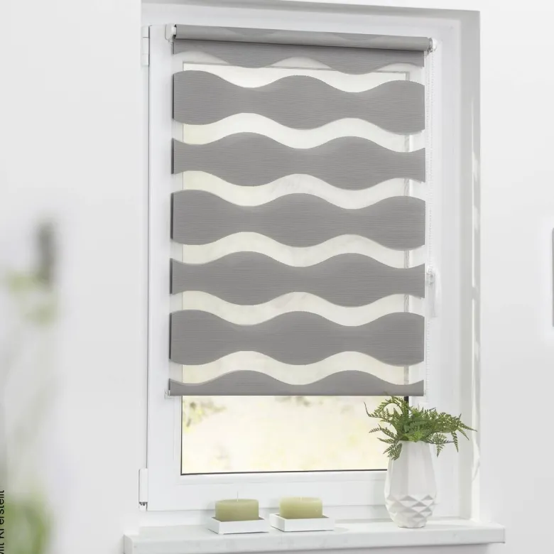 LICHTBLICK Doppelrollo Duo Welle grau B/L: ca. 70x150 cm